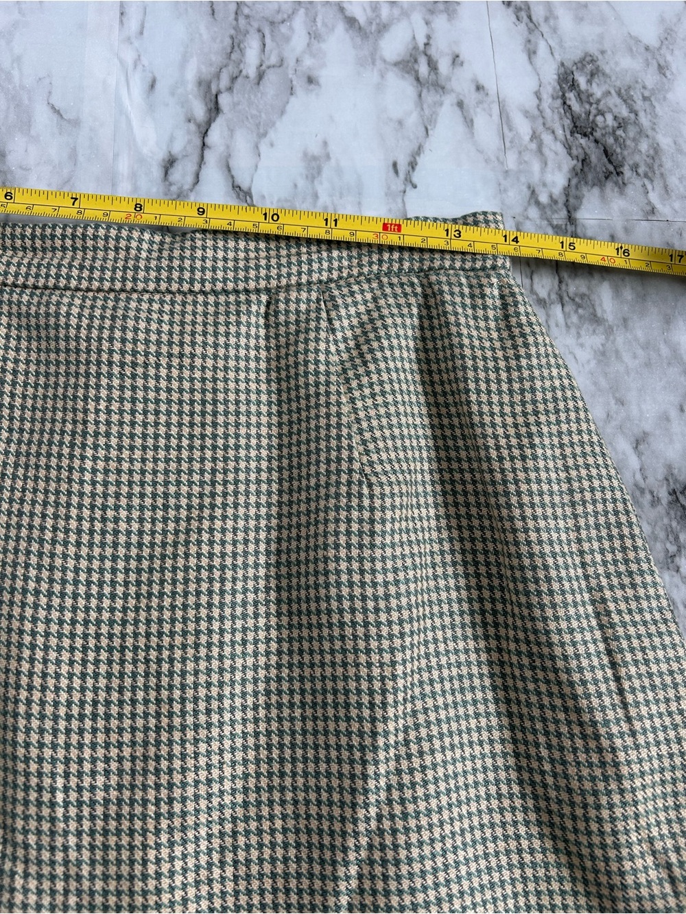 Vintage 90s Burberrys 2 piece set Skirt Suit hounds tooth 100% linen with FLAWS - Picture 15 of 16